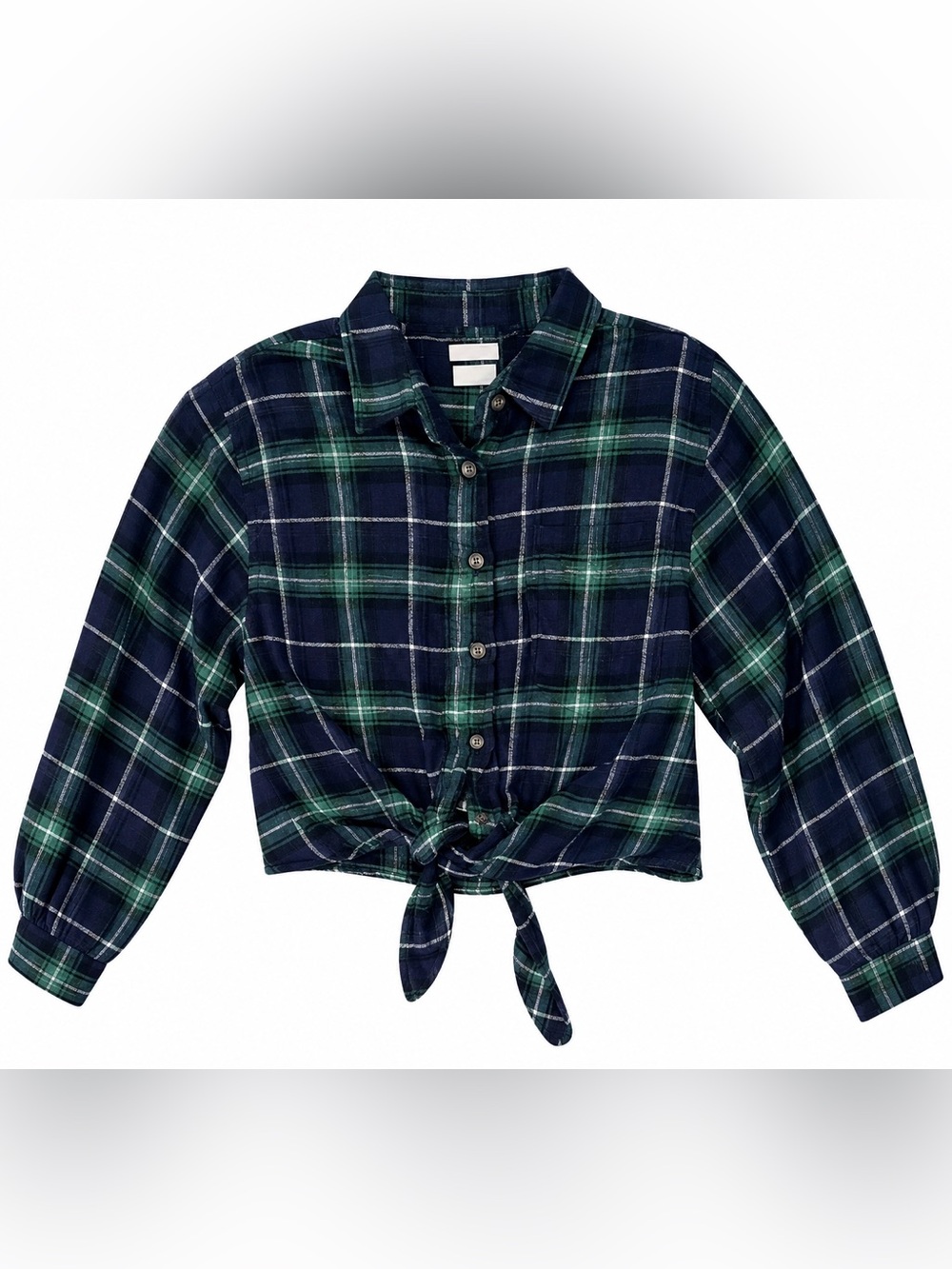 American Eagle Plaid Tie-Front Shirt